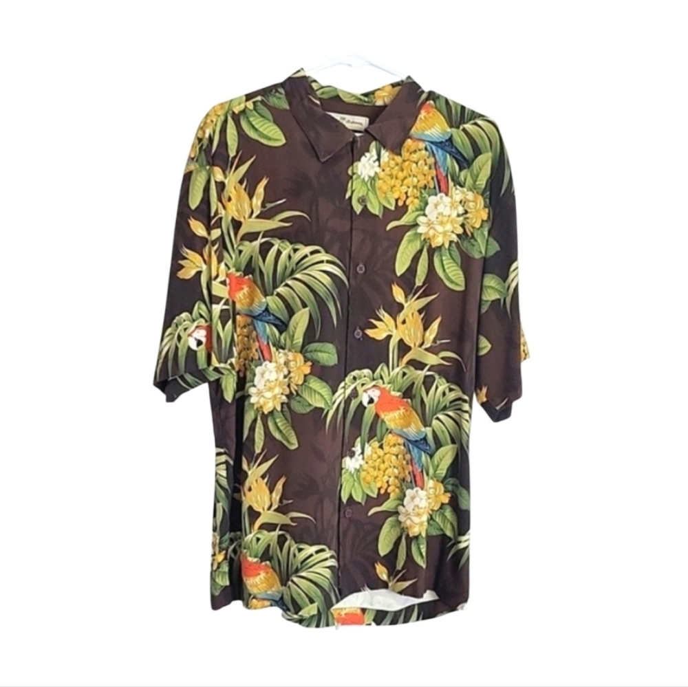 Tommy Bahamas Vintage Parrot Jungle Silk Short Sleeve Size L